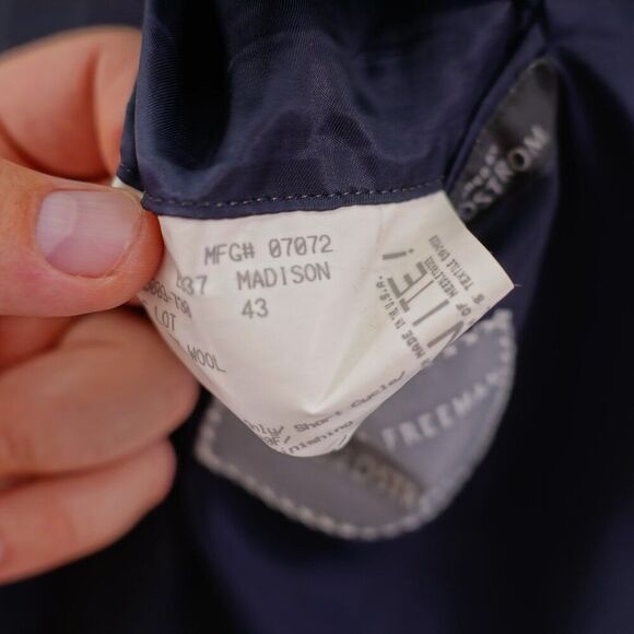 Hickey Freeman Nordstrom‎ Madison Loro Piana Tasmanian Wool Blue Striped 42R - Picture 13 of 16